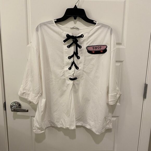 Zara Trafaluc Patch Blouse. Multicolor. Large - Picture 2 of 10